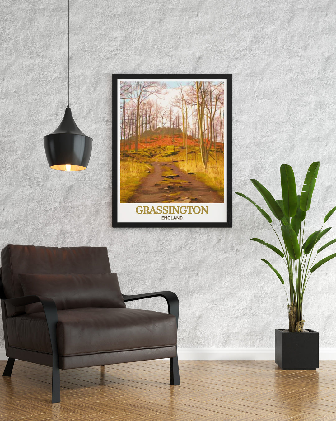 This Yorkshire canvas art captures the dramatic landscapes of the Yorkshire Dales, featuring Grassington and the Grass Wood Nature Reserve. With vibrant colors and intricate details, this canvas transports you to the English countryside, making it a perfect centerpiece for any home or office.