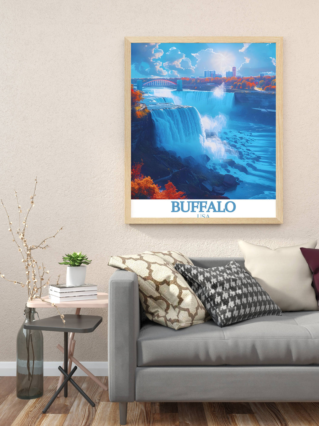 Personalized Buffalo poster print featuring Niangara Falls offering a unique and thoughtful gift for any occasion perfect for Buffalo lovers who appreciate high quality artwork and custom designs