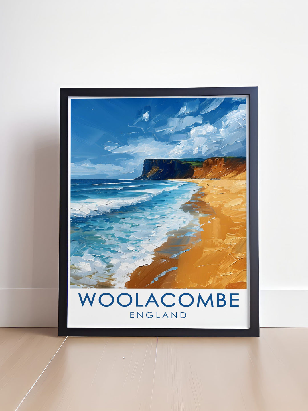 Captivating Woolacombe Beach modern decor print displaying the natural beauty of Devons coastline perfect for adding charm and tranquility to your home ideal gifts for mom dad and siblings