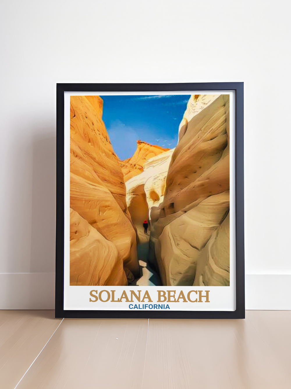 This California travel print highlights the picturesque Solana Beach and Annies Canyon Trail. With its soothing coastal colors and intricate design, this beach art print is perfect for creating a relaxing atmosphere in your living space or as a thoughtful gift for beach lovers.