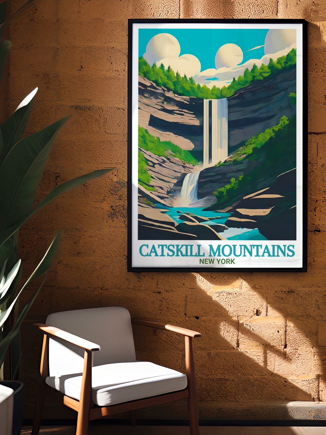 Kaaterskill Falls stunning prints are a perfect choice for nature enthusiasts and lovers of New York State. These travel posters bring the beauty of the Catskill Mountains to your home with vibrant colors and intricate design.