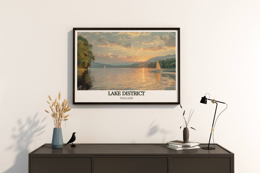 Elegant Lake Derwentwater print perfect for Lake District lovers. This high quality art piece brings the serene and timeless beauty of the Lake District into your home, making it an ideal gift for those who appreciate nature and art