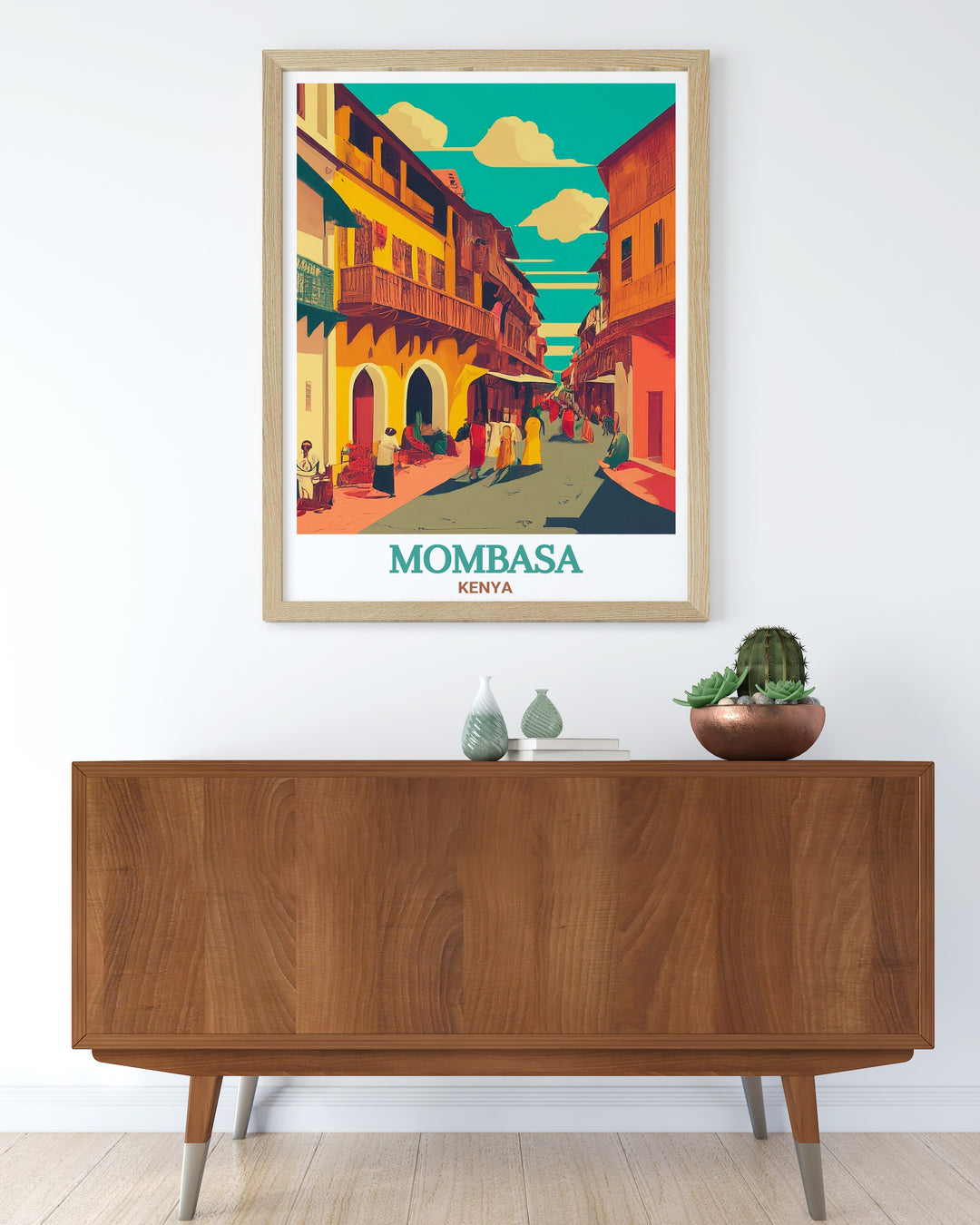 Celebrate Kenyas cultural richness with this Kenya Canvas Art depicting Mombasa Old Town. The vivid details of ancient streets and traditional Swahili homes bring the spirit of the coast to your space.