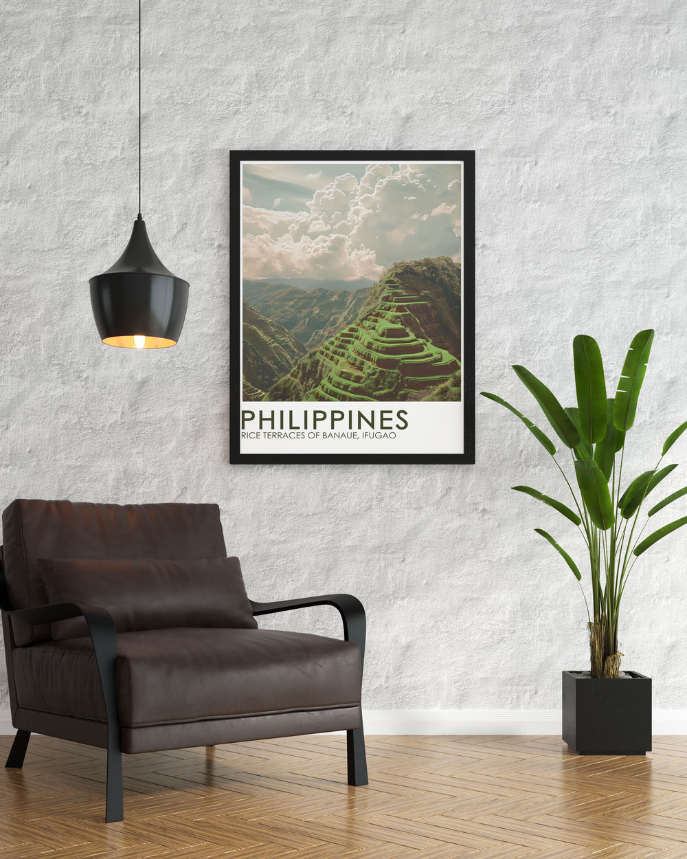 Rice Terraces of Banaue Ifugao Poster offering a captivating view of this cultural heritage site in the Philippines an ideal choice for modern living room decor and sophisticated office art perfect for travelers and nature enthusiasts