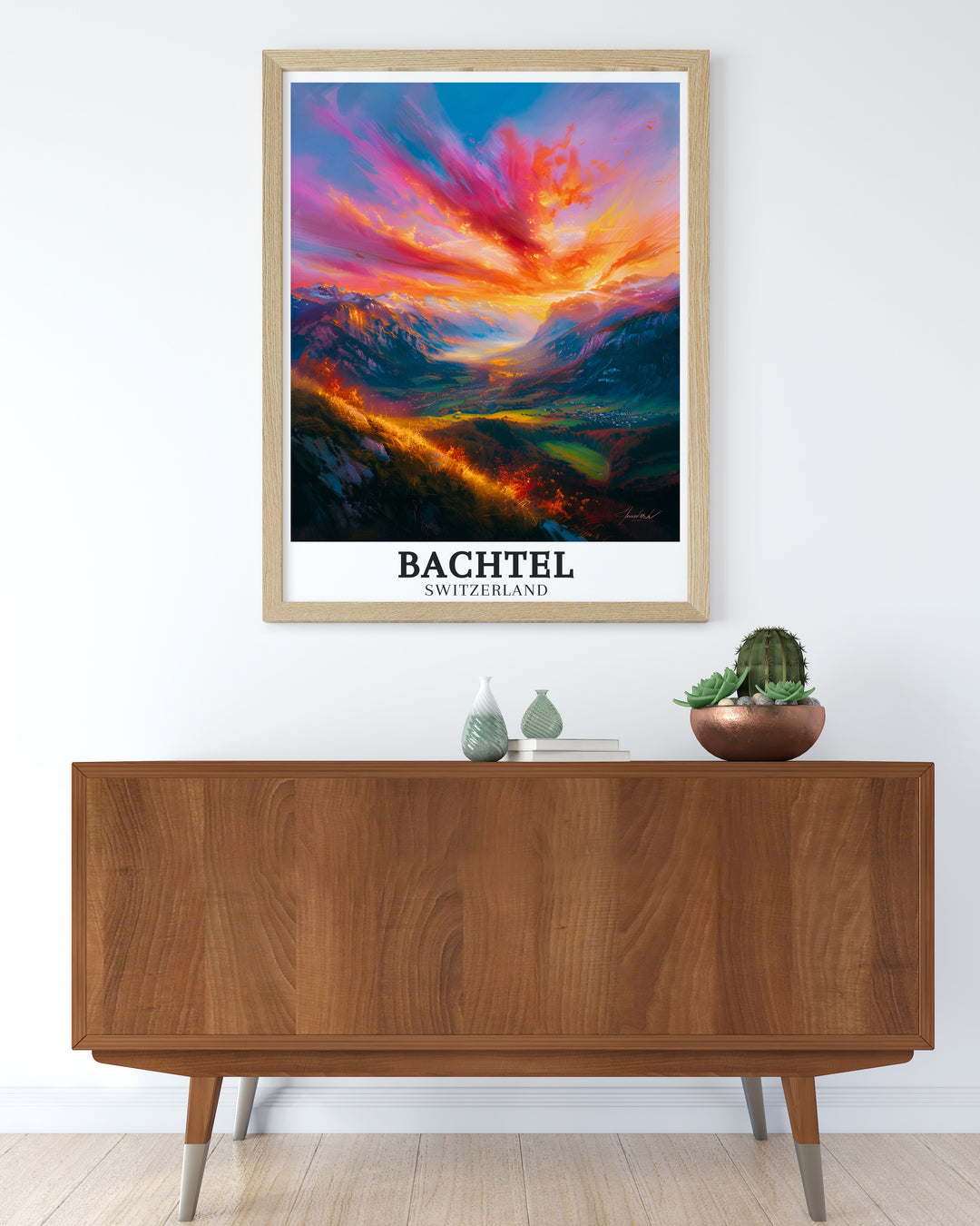 Beautiful art print of Bachtel in the Swiss Alps, featuring stunning views of The Bachtel Range. This poster highlights the natural beauty and tranquil atmosphere of this beloved Swiss destination. Ideal for nature lovers and travel enthusiasts. Adds a touch of Swiss elegance.