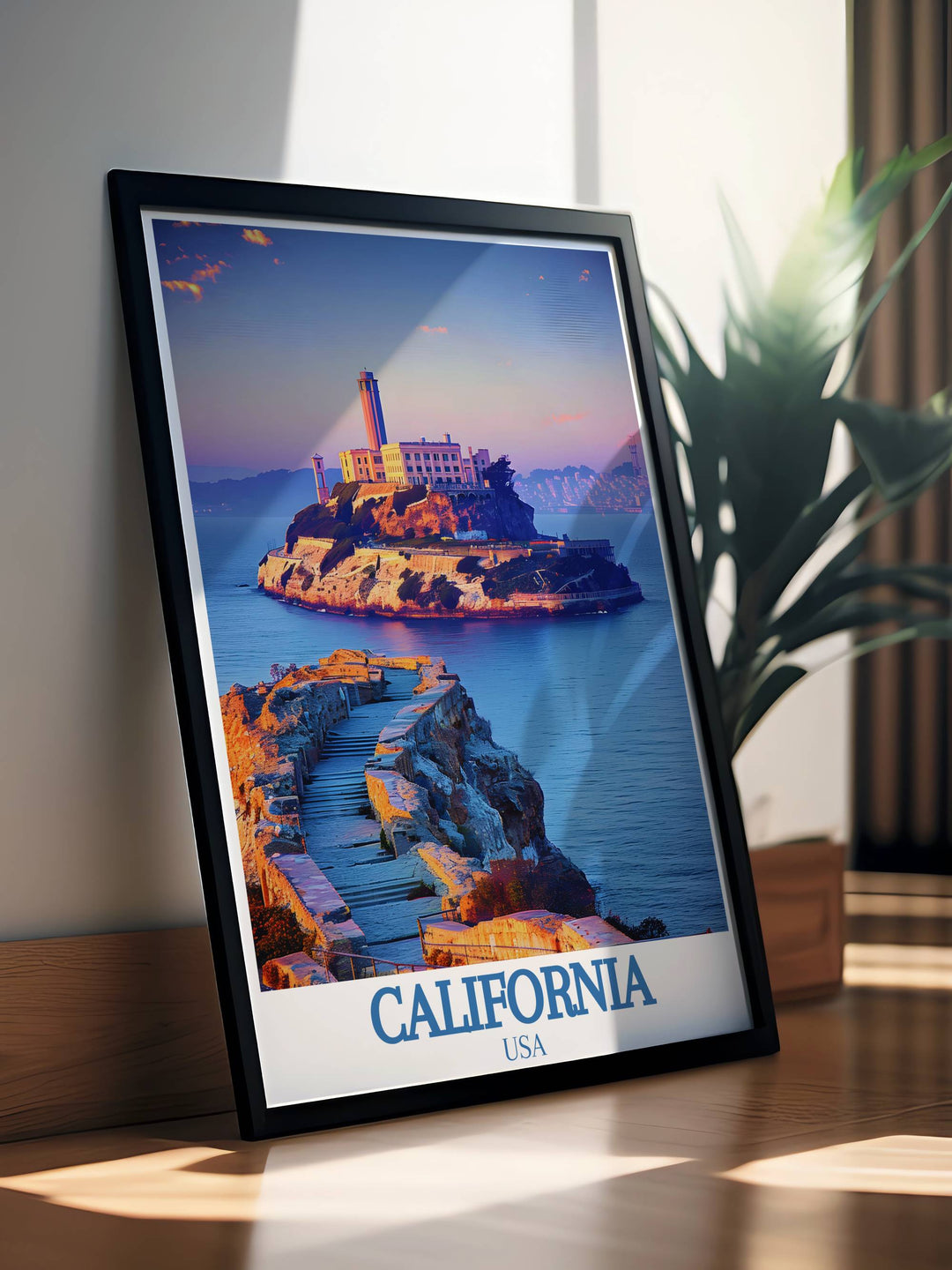 Alcatraz Island artwork paired with Artists Drive poster and Death Valley art offering a beautiful blend of vintage WPA poster style and contemporary design perfect for national park art collections