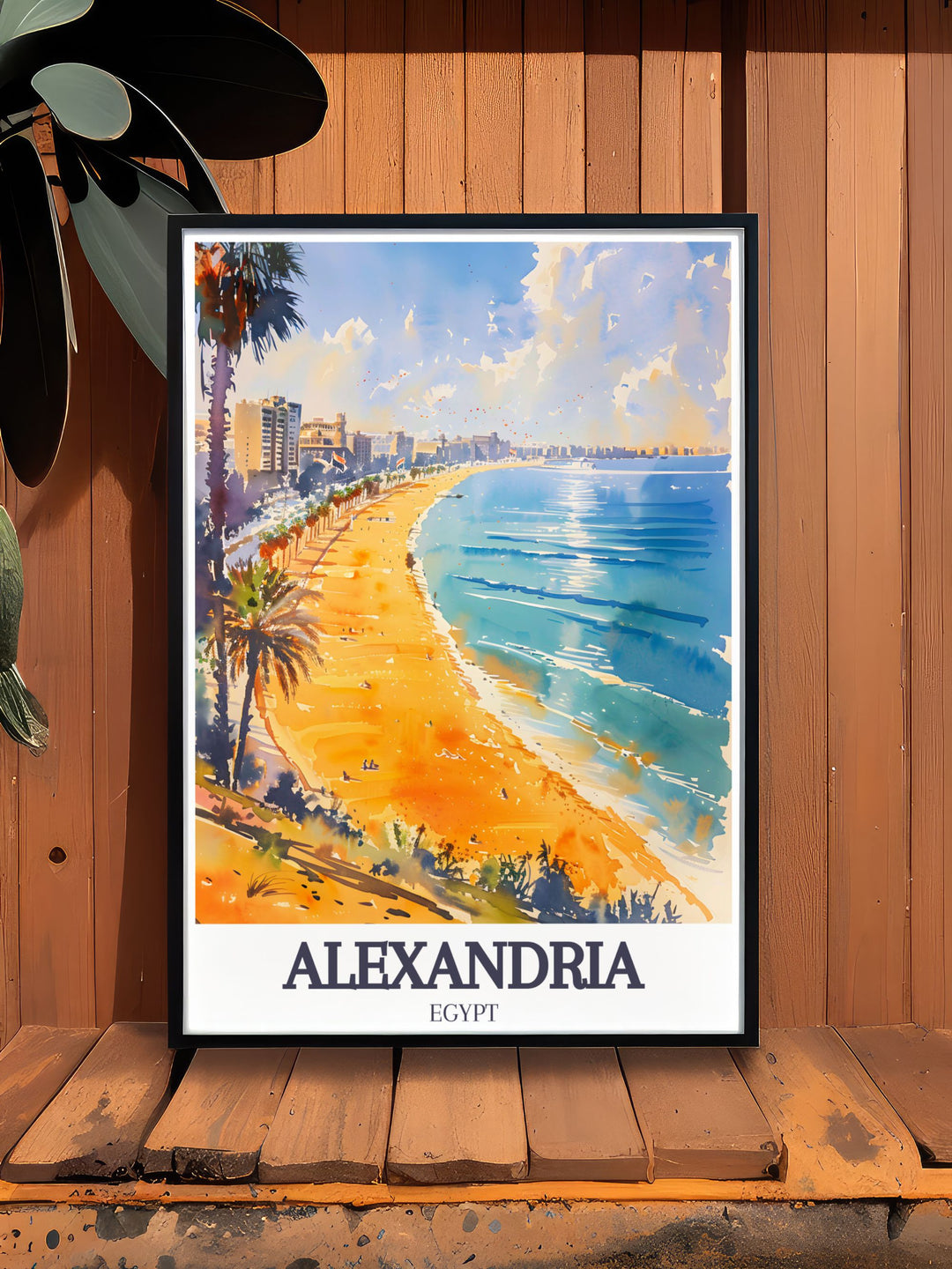 Add a piece of Alexandria Egypt to your decor with this beautiful poster of Stanley Beach and Corniche Promenade. The fine line print captures the citys iconic landmarks in vivid colors, making it a focal point in any room.