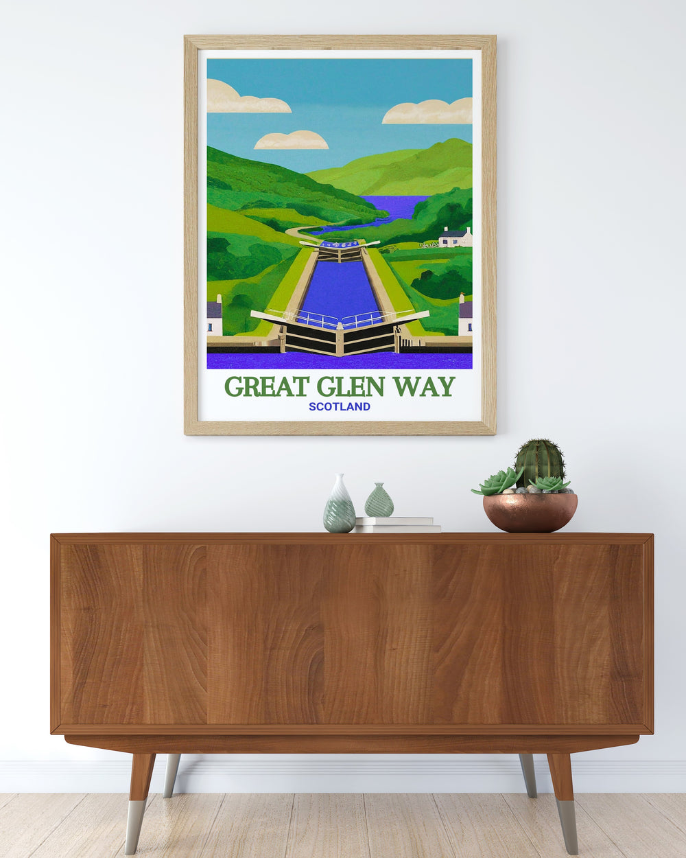 National Park print featuring Fort Augustus and the breathtaking views of the Great Glen Way highlighting the beauty of the Scottish Highlands this travel art is ideal for bucket list enthusiasts who love West Highland trails and scenic Scottish hiking locations