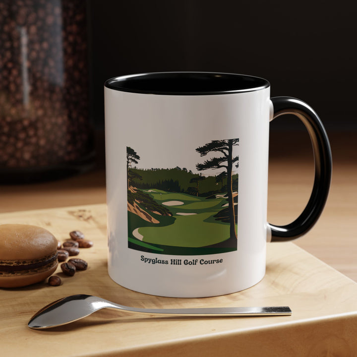 The Spyglass Hill Golf Course Mug blends artistry with functionality. Made of durable ceramic, this dishwasher-safe mug highlights the beauty of one of the world's finest golf courses, perfect for gifting or personal use.