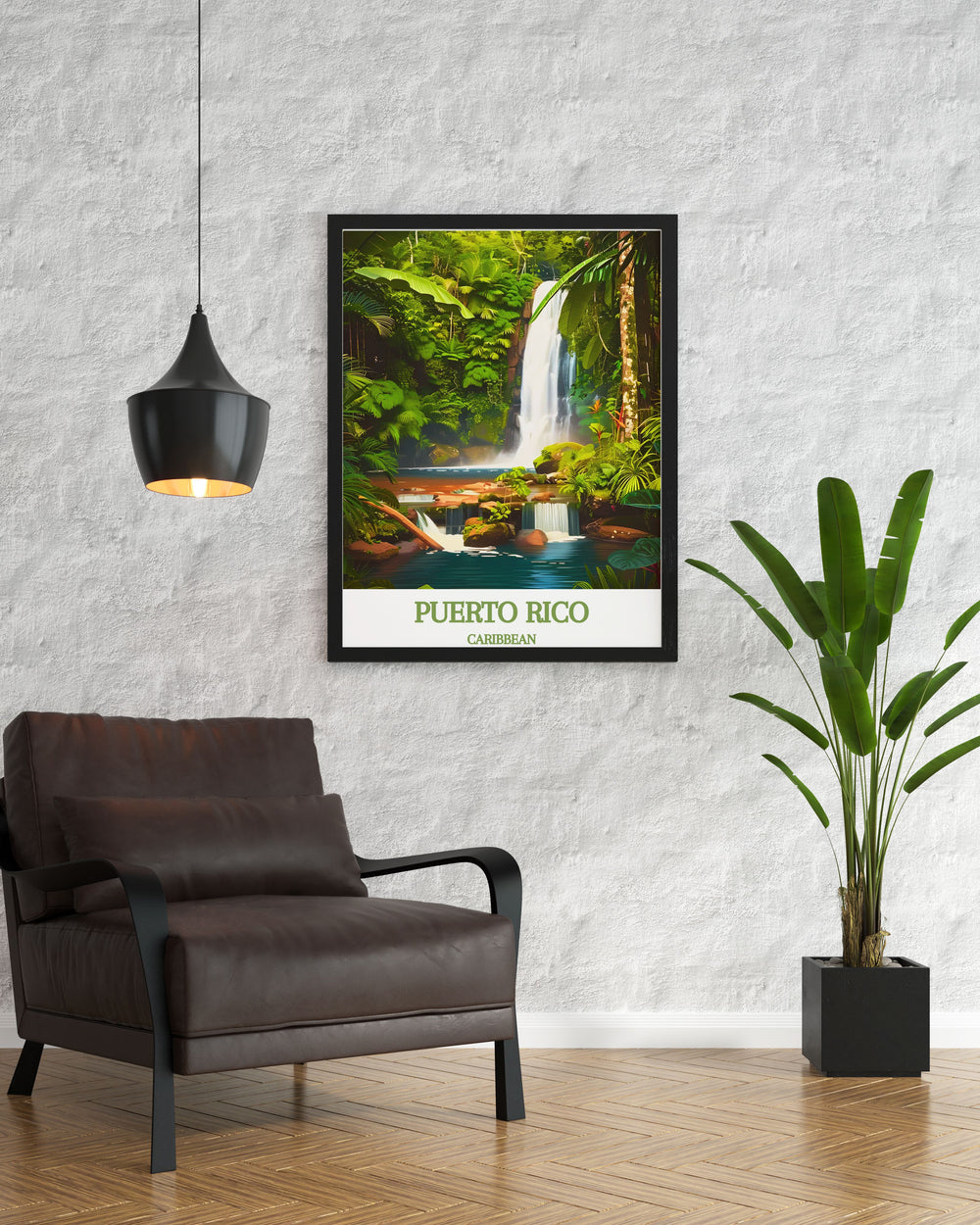 CARIBBEAN El Yunque National Forest print highlights Puerto Ricos lush landscapes. This stunning travel print captures the tropical essence of the forest and is an ideal gift for travelers or anyone looking to enhance their living space with Puerto Rico wall art.