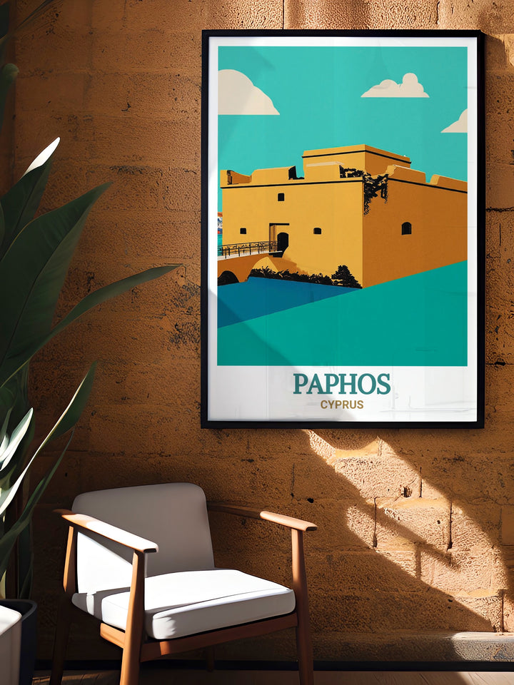 Celebrate the architectural grandeur of Paphos Castle with this travel print, showcasing the ancient fortress set against the tranquil Mediterranean waters. This piece adds a touch of historical elegance and Mediterranean charm to your living space, perfect for those who appreciate cultural landmarks.