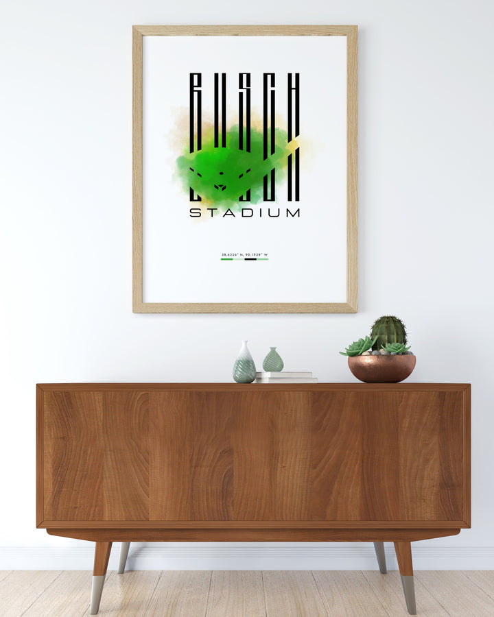 Busch Stadium wall art showcasing the iconic St Louis Cardinals ideal for sports fans and collectors who love MLB posters and minimalist artwork this digital download offers versatility for office wall art and sports bedroom art