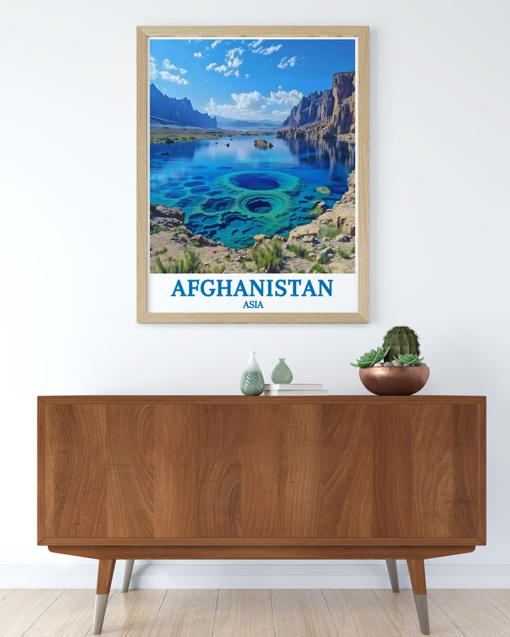 Discover the vibrant colors and fine details of The Band e Amir National Park in this Afghanistan Colorful Art piece a captivating print that brings a piece of nature into your home