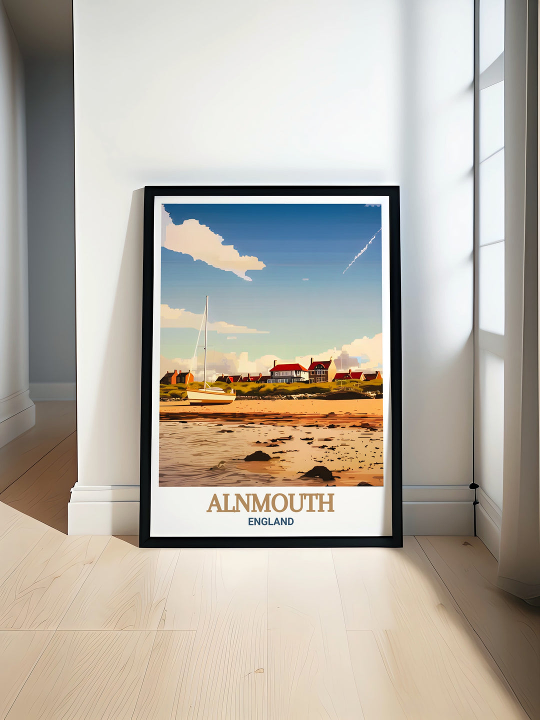 Discover the beauty of Alnmouth Beach with our stunning Northumberland art print perfect for adding a touch of elegance to your living room decor or as a thoughtful Northumberland gift for friends and family