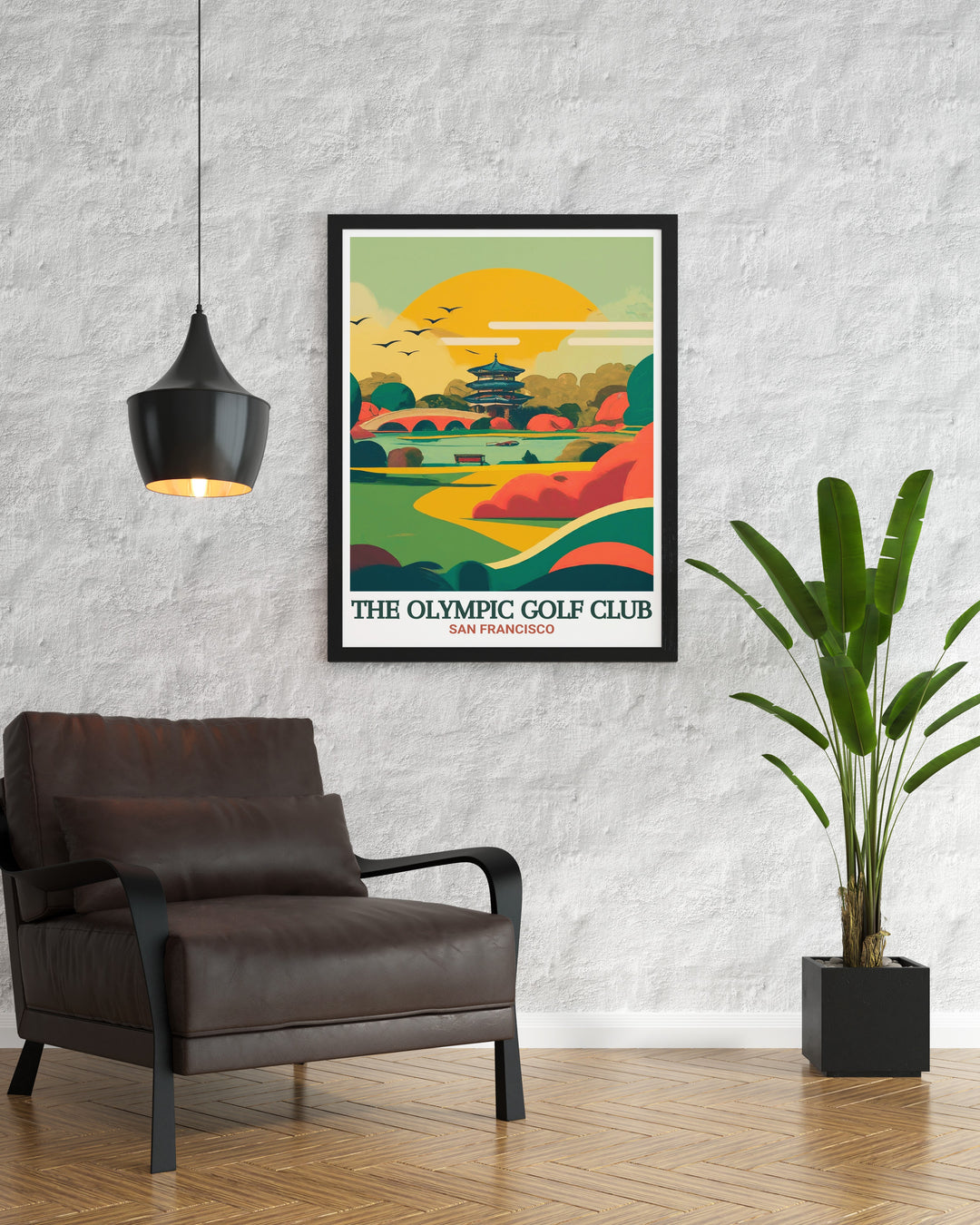 Celebrate the elegance of golf with this wall print featuring the Olympic Golf Club against the stunning backdrop of Golden Gate Park. The rich colors and intricate details make it a standout piece, perfect for adding a touch of sophistication to your home or office