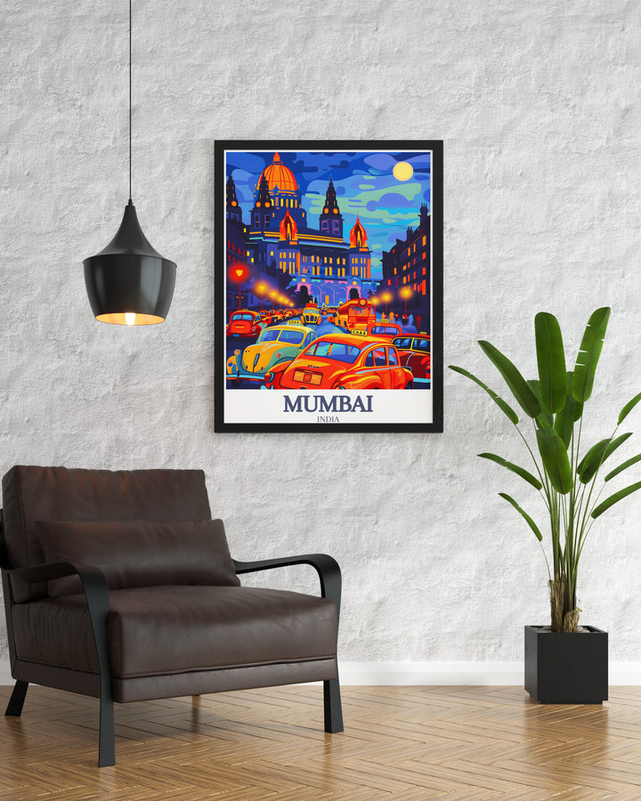 Capture the charm of Mumbai with this Chhatrapati Shivaji Maharaj Travel Print, featuring the iconic Victoria Terminus. The print brings to life the blend of British and Indian architectural styles, making it a perfect addition for lovers of travel and world landmarks.