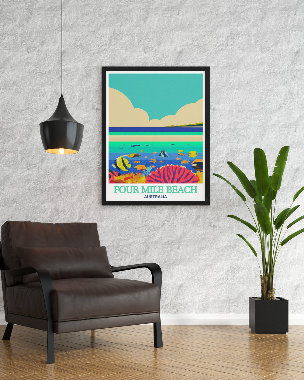 Stunning Australia wall art of Four Mile Beach and Great Barrier Reef ideal for creating a relaxing atmosphere in any room