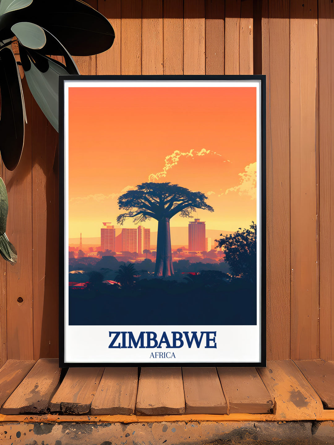 Captivating Zimbabwe travel print highlighting the essence of Mbare Musika market, bustling with local life and color. This artwork makes an excellent gift for those who cherish cultural experiences and local markets.