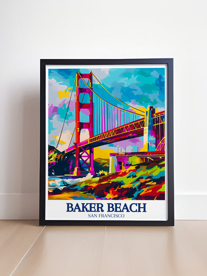 Pacific Ocean Canvas Art highlighting the vast and tranquil expanse of the Pacific Ocean as seen from the shores of Baker Beach, with the Golden Gate Bridge framing the scene. The artwork captures the tranquility and majesty of Californias coast, perfect for enhancing your living space