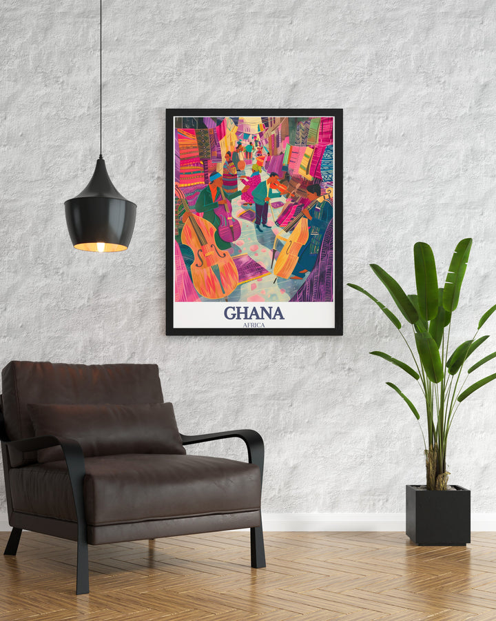 Bring the heart of Accra into your space with this Oxford Street wall art. A perfect blend of modern and vintage styles, this travel poster is ideal for those who love African cityscapes or are looking for a personalized gift for someone special.