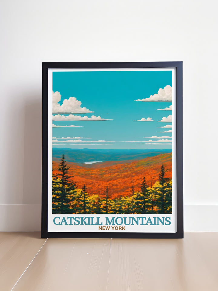 Enhance your home with Catskill Park modern décor. This Catskill Mountains travel poster beautifully captures the essence of New York State, making it a must have for travel lovers and those seeking unique Catskill Wall Art for their living space.