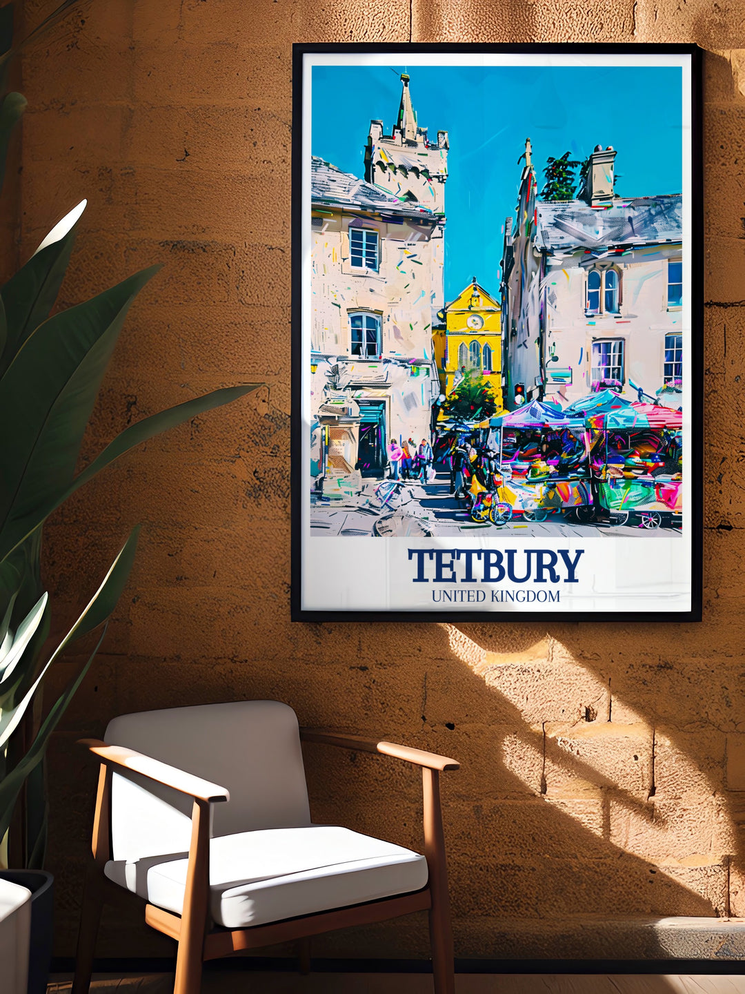 Add a touch of Tetburys history to your walls with this travel poster, featuring the Market Square and Town Hall. This artwork captures the spirit of this charming Cotswold town, offering a perfect gift for those who love English culture and architecture.