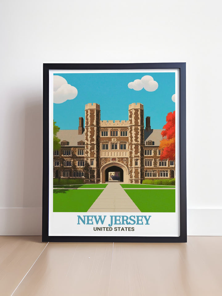 Princeton University decor highlighting the universitys role as a cultural and educational hub. Perfect for gifts or personal collections. This artwork captures the spirit of New Jerseys prestigious institution, adding a unique touch to any room.