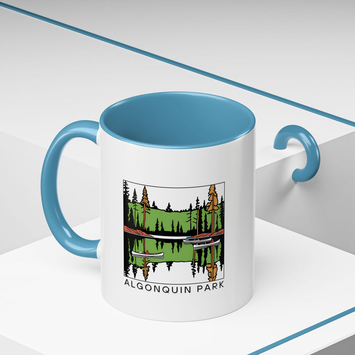 Algonquin Park Ontario mug featuring vivid designs of the park's iconic landscapes. Made of durable ceramic and dishwasher safe, it’s a practical and meaningful gift for nature lovers or anyone who appreciates the tranquility of Algonquin Park.