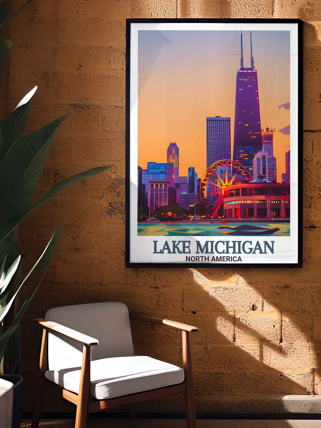 Navy Pier Wall Art and Lake Michigan Poster create a serene coastal vibe, perfect for gifting on special occasions like birthdays and anniversaries. The artwork provides a blend of nature and travel that fits in modern decor.