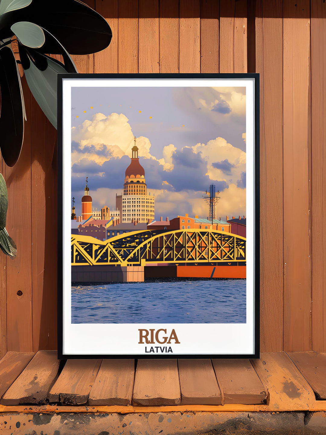 A beautiful canvas art piece of the Daugava River in Riga, Latvia. This travel poster features the stunning natural landscapes and historic charm of Riga, making it perfect for your living room, office, or as a unique gift.