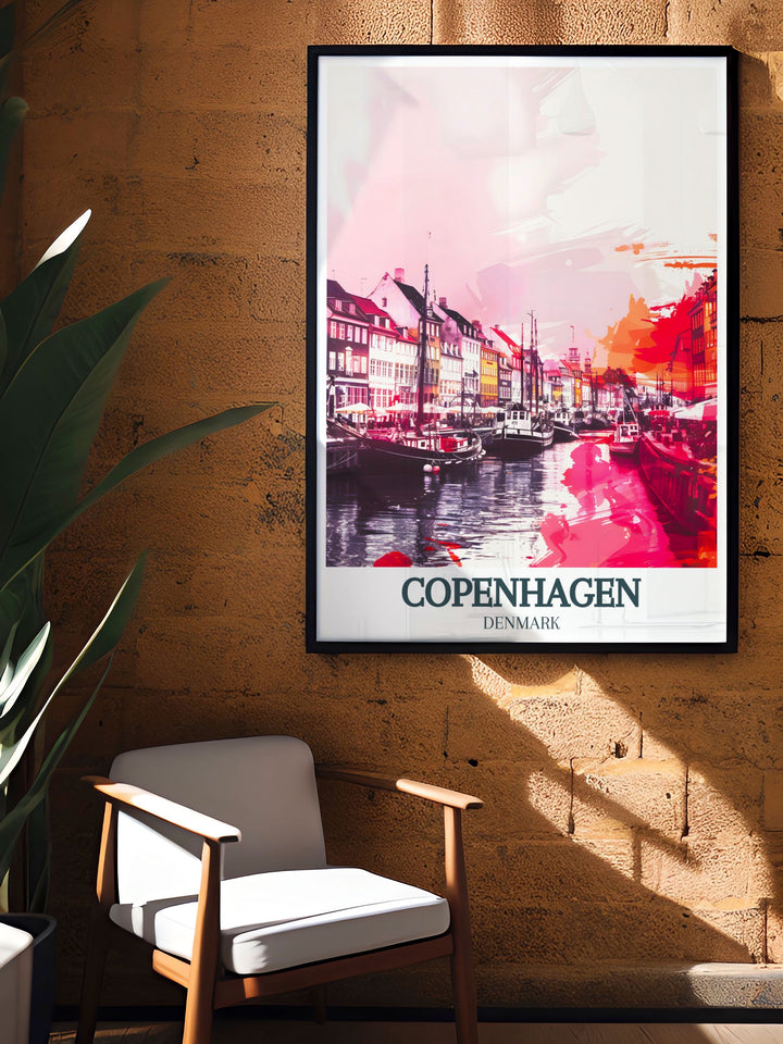 This Copenhagen Artwork featuring Nyhavn Indre By is a perfect addition to any home or office bringing the enchanting beauty of Denmarks famous district into your space with vivid colors and intricate details.