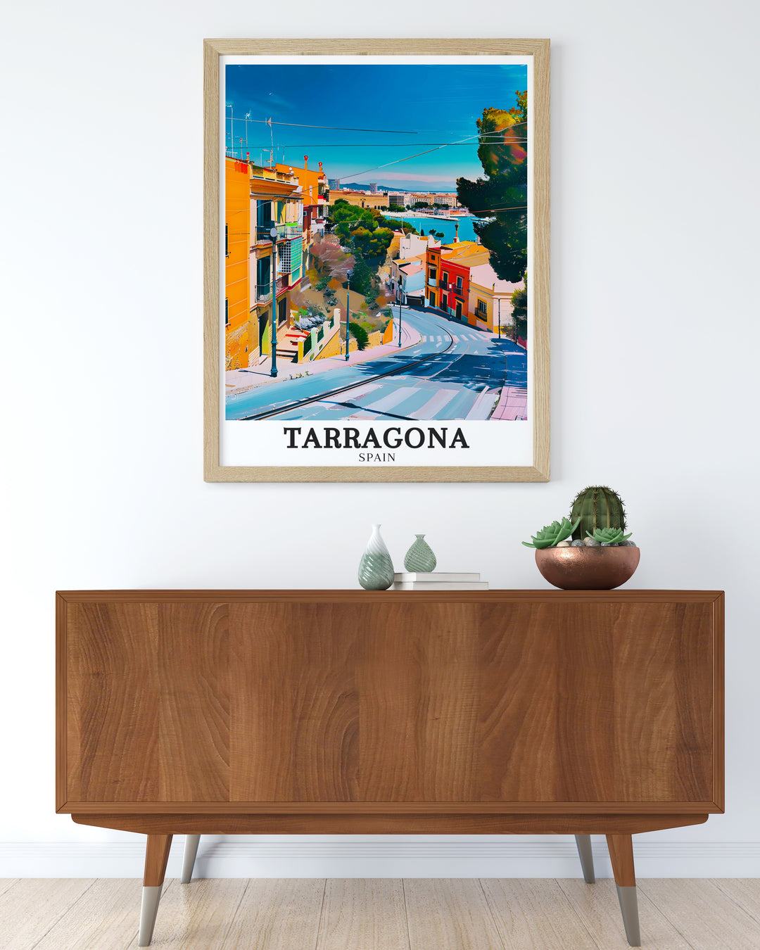 Tarragona Old Town Costa Dorada Wall Art showcasing detailed and vibrant imagery of Tarragonas historic architecture and scenic coastline. Ideal for any elegant home decor.