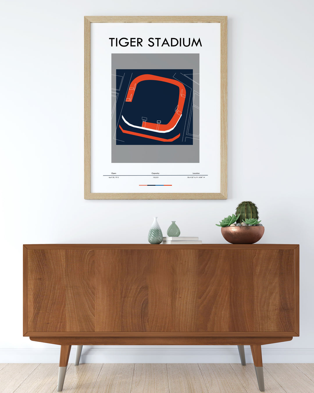 College Football art print of LSU Tiger Stadium displaying the spirited atmosphere and dynamic energy of LSU Tigers games featuring vibrant colors and a detailed depiction ideal for any fan