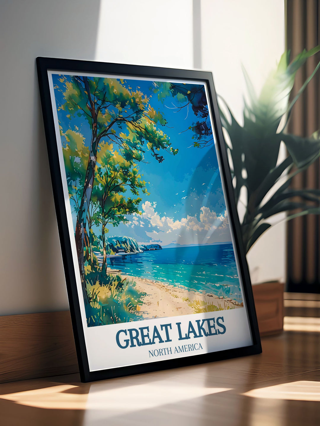 This Great Lakes Poster Print showcases Lake Erie, one of North Americas iconic Great Lakes, with a detailed and artistic map. Perfect for any home, this print makes an ideal personalized gift for those who love nature or have a connection to the Great Lakes region.