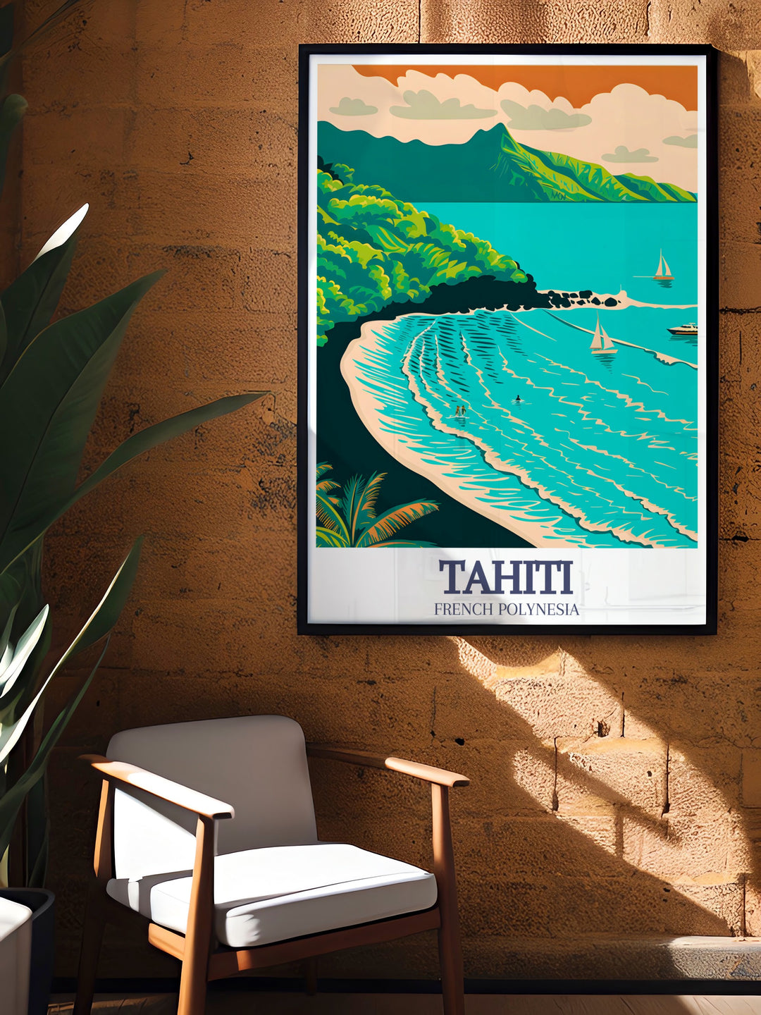 Experience the tropical charm of Mahina Tahiti North coast with this travel print Perfect for modern decor this artwork captures the breathtaking views of French Polynesia and serves as an ideal gift for anniversaries birthdays or Christmas