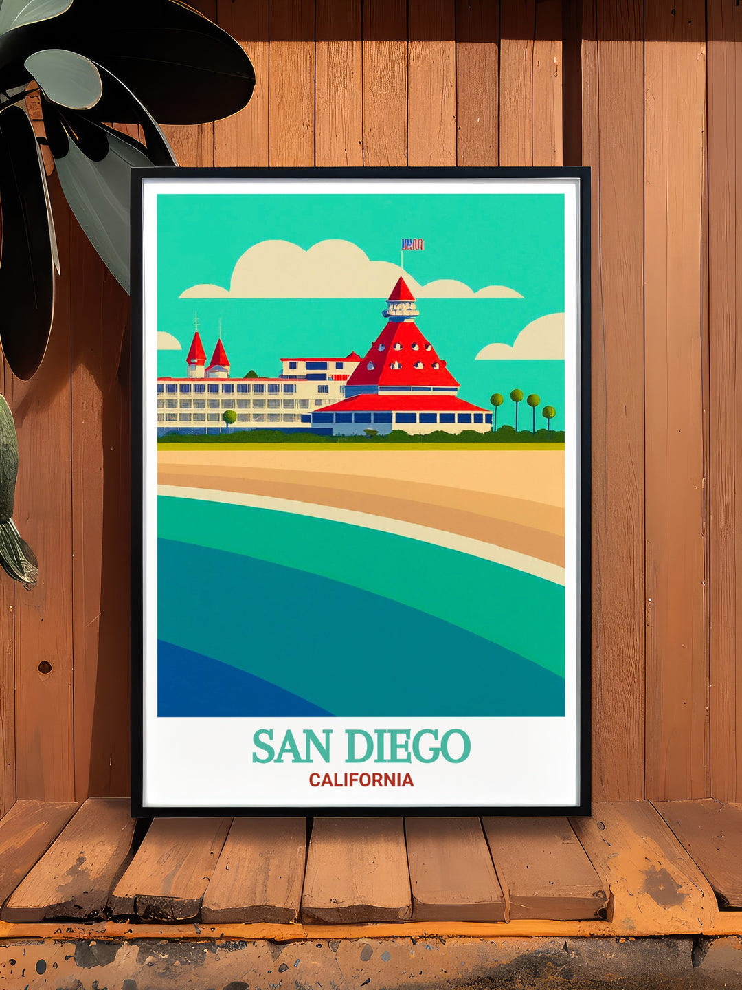 Wall poster featuring San Diegos skyline and Coronado Islands shoreline, offering a stunning representation of Californias coastal landmarks. An ideal gift for anyone with a love for San Diego or Coronado.