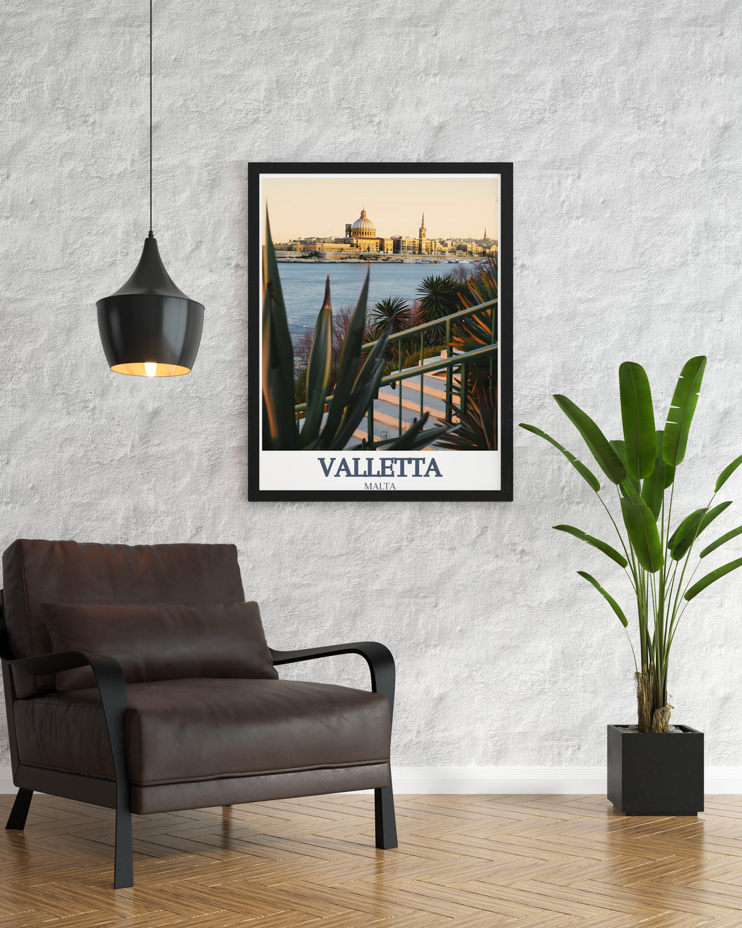 Our Malta travel print focuses on the picturesque beauty of Valletta, featuring the Basilica of Our Lady of Mount Carmel and the Grand Harbour. This art print is perfect for those who admire Mediterranean architecture and want to bring a bit of Malta into their home.