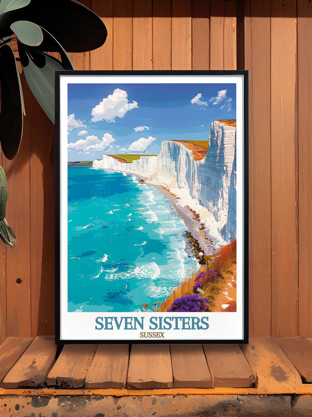 South Downs Way Seven Sisters Cliffs print showcasing picturesque views of the national park perfect for creating a soothing atmosphere in your home and adding to your collection of National Park Prints