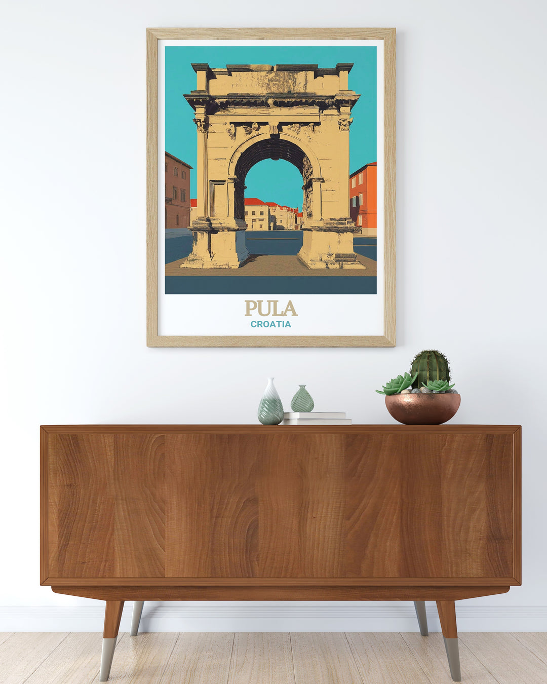 Add a touch of Croatias rich heritage to your home decor with this stunning art print. Featuring the Arch of the Sergii in Pula, this piece combines historical significance with artistic beauty, perfect for creating a cultured and sophisticated ambiance.