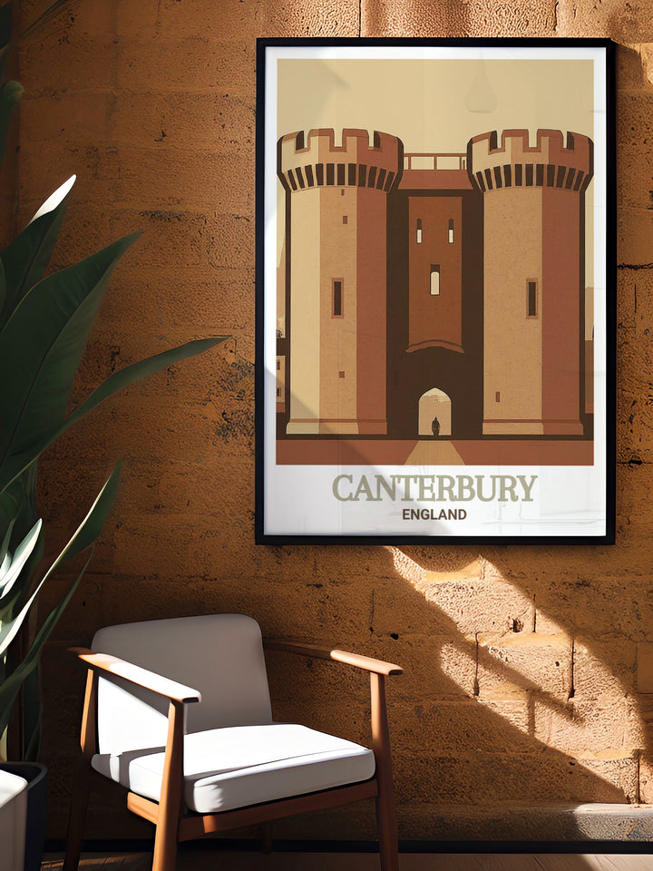 Immerse yourself in the medieval past of Canterbury with this canvas art of the Westgate Towers, the last remaining gate of the citys fortifications. Ideal for history enthusiasts, this artwork brings the strength and grandeur of these ancient walls into your living space.