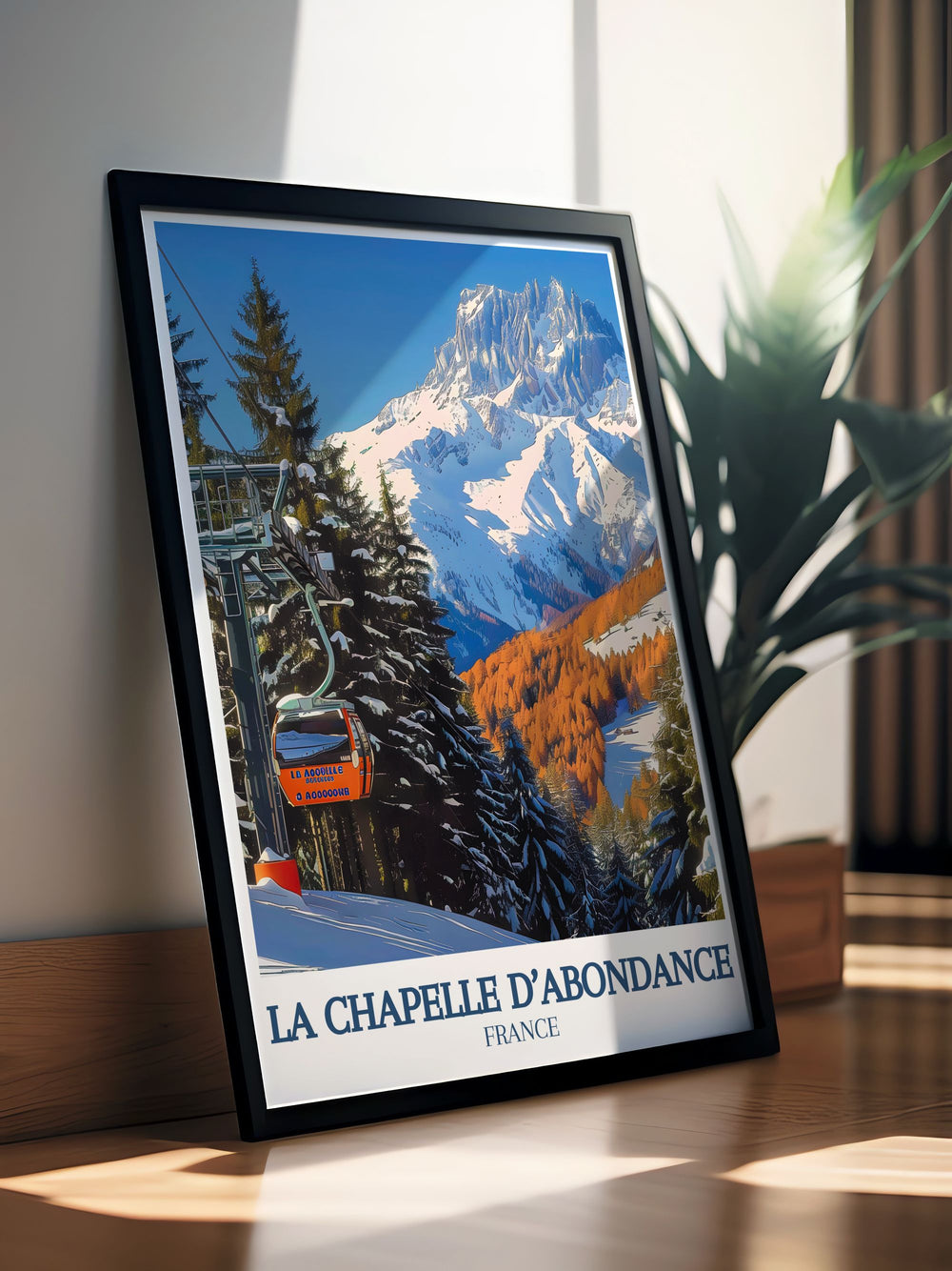 French Alps Print of La Chapelle France ideal for skiing enthusiasts this retro ski poster highlights the breathtaking Dents du midi and Val d Abondance a must have for any skiing wall art collection