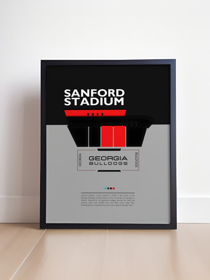 This UGA Bulldogs print featuring Touchdown Jesus at Sanford Stadium makes for thoughtful Fathers Day gifts or a special present for any Georgia Bulldogs fan