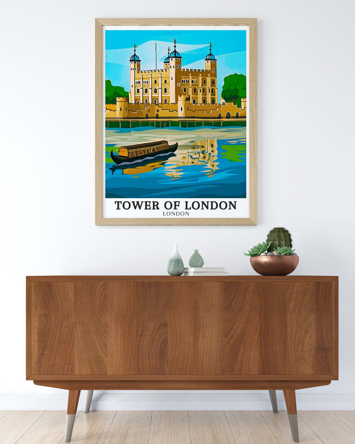 Tower of London canvas art displaying the exciting scenery and lush landscapes along the Thames Canal and His Majestys Royal Palace in London. Enhance your wall decor with these exquisite travel canvas prints from the Tower of London. Perfect for adding a touch of sophistication to any room, these art pieces showcase the vibrant landscapes and historical charm of the city.