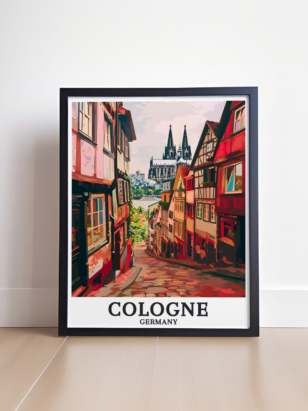 Elevate your space with Old Town Altstadt and Cologne Cathedral framed prints capturing the architectural splendor of Germany ideal for those who appreciate history and culture this artwork enhances any room with its stunning details and vibrant colors