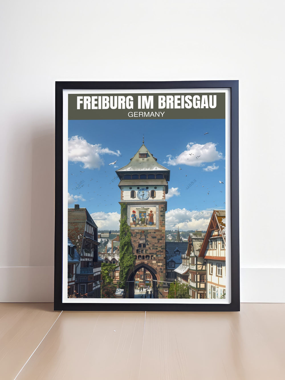 Featuring Schwabentor this Germany Print beautifully highlights one of Freiburgs most iconic landmarks offering stunning visuals and historical significance perfect for enhancing any living space with a touch of European sophistication.