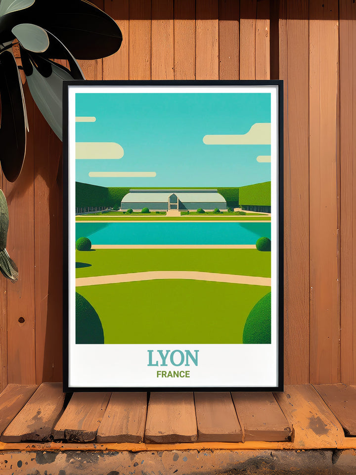 Lyon Art Print capturing the beauty of Parc de la Tête dOr with its stunning mix of natural landscapes and urban design. This print offers a calming visual experience, making it a perfect addition to any room looking for a touch of serenity.