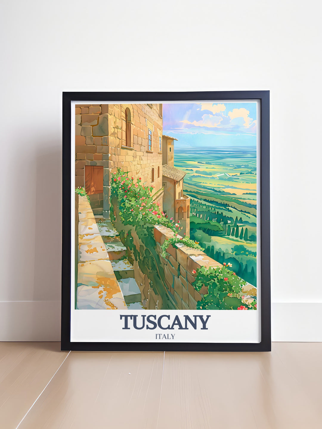 Bring the timeless beauty of Tuscany into your home with this wall art, featuring the rolling hills of Val dOrcia and the historic town of Pienza. Ideal for those seeking travel inspired décor with a touch of elegance.