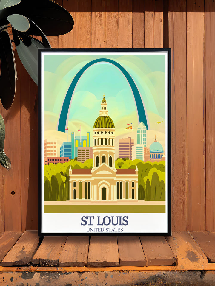 Modern Forest Park and Old Courthouse print from St Louis perfect wall decor for contemporary homes and offices stunning city art print that blends historical significance with artistic beauty making it a great addition to any space