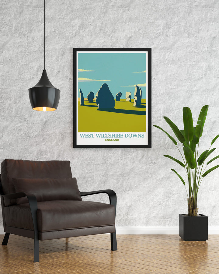 Canvas art of West Wiltshire Downs offering a panoramic view of the expansive fields and forests that define the area. This UK travel print is ideal for adding a touch of nature to any room, perfect for those who love the outdoors.