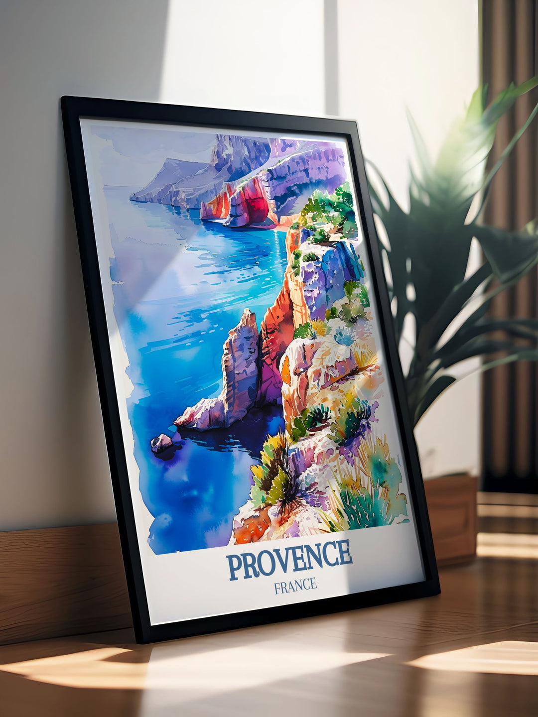 Add a touch of French elegance to your home with our Provence Wall Art showcasing the stunning Calanque de Sugiton cliffs and Cap Canaille ideal for those who love nature and fine art.